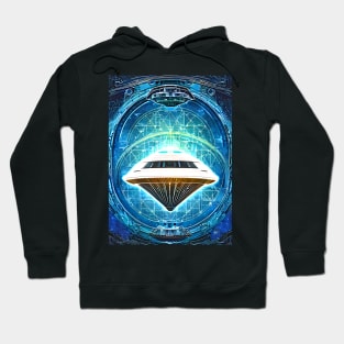 UFO Schematic Artwork - AI Generated Sci Fi Concept Art - Hoodie